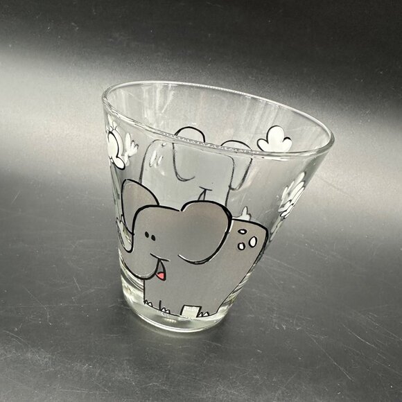 Childrens Cup Leonardo Bambini Elephant Glass 7 Oz Gray Kitschy Drinkware - Picture 1 of 9